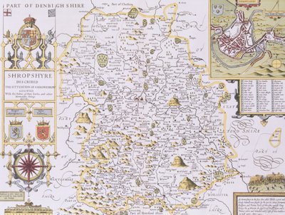 Shropshire, gravé par Jodocus Hondius (1563-1612) de 